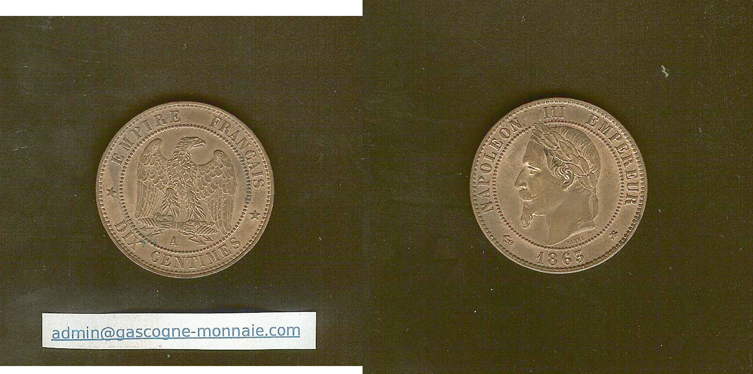 10 centimes Napoleon III 1863A UNC+